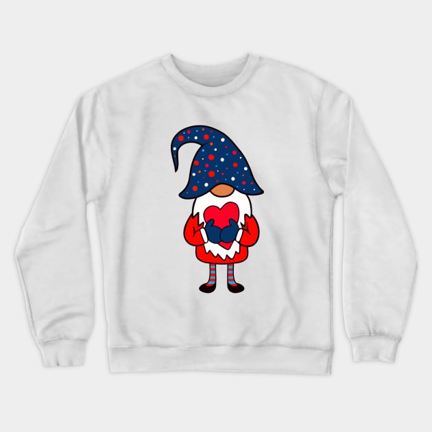 VALENTINE Gnome Romantic Red Heart Crewneck Sweatshirt by SartorisArt1